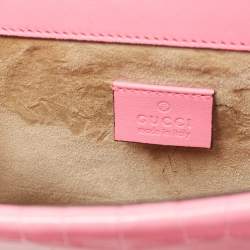 Pre Owned Gucci Pink Alligator Mini Dionysus Shoulder Bag