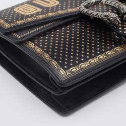 Pre Owned Gucci Black/Gold Leather Medium Dionysus GUCCY Star Shoulder Bag