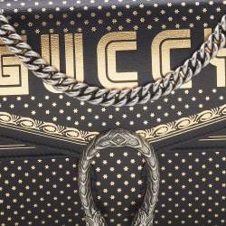 Pre Owned Gucci Black/Gold Leather Medium Dionysus GUCCY Star Shoulder Bag