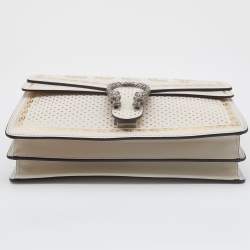 Gucci Off White/Gold Leather Medium Dionysus GUCCY Star Shoulder Bag