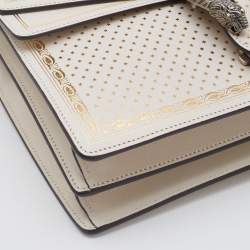 Gucci Off White/Gold Leather Medium Dionysus GUCCY Star Shoulder Bag