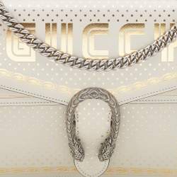 Gucci Off White/Gold Leather Medium Dionysus GUCCY Star Shoulder Bag