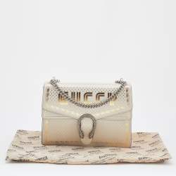 Gucci Off White/Gold Leather Medium Dionysus GUCCY Star Shoulder Bag
