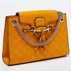 Gucci Orange Guccissima Leather Small Emily Chain Shoulder Bag
