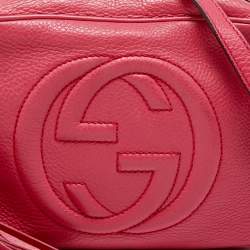 Pre Owned Gucci Fuchsia Leather Small Soho Disco Shoulder Bag