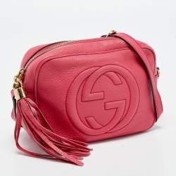 Pre Owned Gucci Fuchsia Leather Small Soho Disco Shoulder Bag