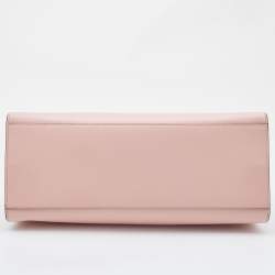 Pre Owned Gucci Pink/White Leather Nymphaea Bamboo Top Handle Bag