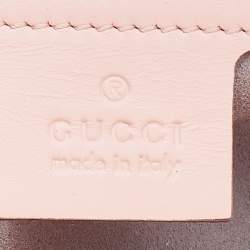 Pre Owned Gucci Pink/White Leather Nymphaea Bamboo Top Handle Bag