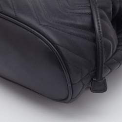 Pre Owned Gucci Black Matelassé Leather GG Marmont Backpack