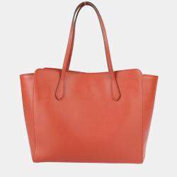Gucci Orange Leather Medium Swing Tote Bag