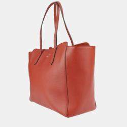 Gucci Orange Leather Medium Swing Tote Bag