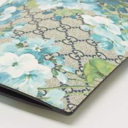 Pre Owned Gucci Beige/Blue GG Supreme Canvas Blooms Zip Pouch
