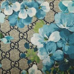 Pre Owned Gucci Beige/Blue GG Supreme Canvas Blooms Zip Pouch
