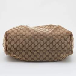 Pre Owned Gucci Beige/Brown GG Canvas and Leather Medium Sukey Tote
