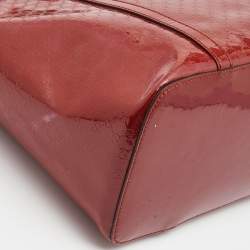 Pre Owned Gucci Red Microguccissima Patent Leather Medium Nice Tote