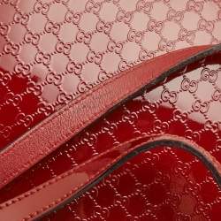 Pre Owned Gucci Red Microguccissima Patent Leather Medium Nice Tote