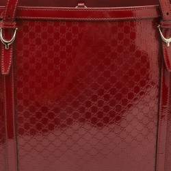 Pre Owned Gucci Red Microguccissima Patent Leather Medium Nice Tote
