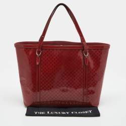 Pre Owned Gucci Red Microguccissima Patent Leather Medium Nice Tote