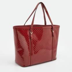 Pre Owned Gucci Red Microguccissima Patent Leather Medium Nice Tote