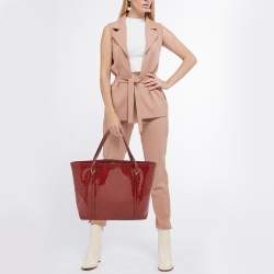 Pre Owned Gucci Red Microguccissima Patent Leather Medium Nice Tote