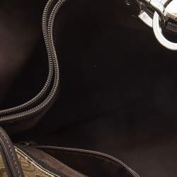 Pre Owned Gucci Dark Brown/Beige Horsebit Canvas and Leather Hobo