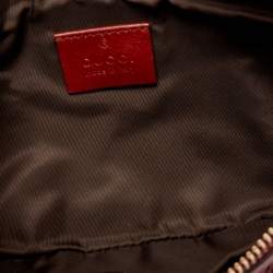 Pre Owned Gucci Blood Red Guccissima Leather Interlocking G Wristlet Clutch