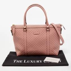 Pre Owned Gucci Pink Microguccissima Leather Margaux Tote