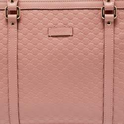 Pre Owned Gucci Pink Microguccissima Leather Margaux Tote