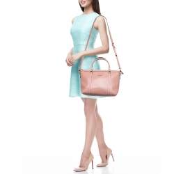 Pre Owned Gucci Pink Microguccissima Leather Margaux Tote