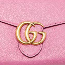 Gucci Fuchsia Leather GG Marmont Wallet on Chain