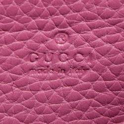 Gucci Fuchsia Leather GG Marmont Wallet on Chain