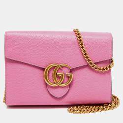 GG Marmont chain wallet in light pink leather and Supreme