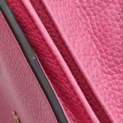 Gucci Fuchsia Leather GG Marmont Wallet on Chain