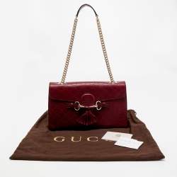 Gucci Dark Red Guccissima Leather Medium Emily Chain Shoulder Bag