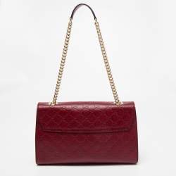 Gucci Dark Red Guccissima Leather Medium Emily Chain Shoulder Bag