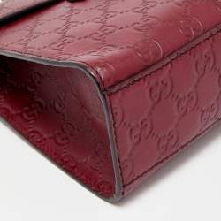 Gucci Dark Red Guccissima Leather Medium Emily Chain Shoulder Bag