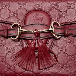 Gucci Dark Red Guccissima Leather Medium Emily Chain Shoulder Bag