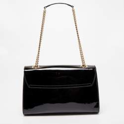 Pre Owned Gucci Black Patent Leather Medium Emily Chain Shoulder Bag
