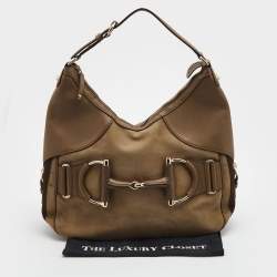 Pre Owned حقيبة غوتشي هيريتاج هورسبيت ويب جلد بني/بيج متوسطة