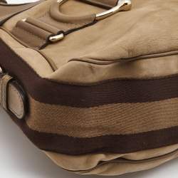 Pre Owned حقيبة غوتشي هيريتاج هورسبيت ويب جلد بني/بيج متوسطة