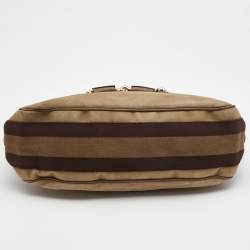 Pre Owned حقيبة غوتشي هيريتاج هورسبيت ويب جلد بني/بيج متوسطة