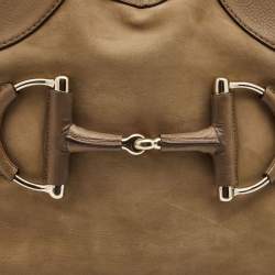 Pre Owned حقيبة غوتشي هيريتاج هورسبيت ويب جلد بني/بيج متوسطة