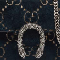 Pre Owned Gucci Green GG Velvet Super Mini Dionysus Crossbody Bag
