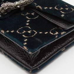 Pre Owned Gucci Green GG Velvet Super Mini Dionysus Crossbody Bag