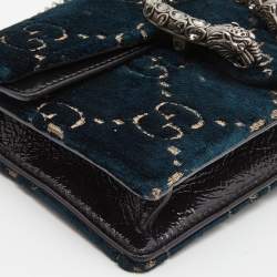 Pre Owned Gucci Green GG Velvet Super Mini Dionysus Crossbody Bag
