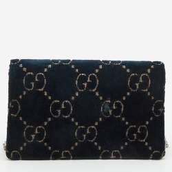 Pre Owned Gucci Green GG Velvet Super Mini Dionysus Crossbody Bag