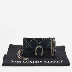 Pre Owned Gucci Green GG Velvet Super Mini Dionysus Crossbody Bag