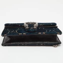 Pre Owned Gucci Green GG Velvet Super Mini Dionysus Crossbody Bag