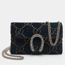 Pre Owned Gucci Green GG Velvet Super Mini Dionysus Crossbody Bag