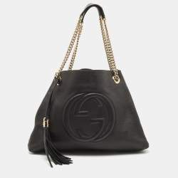 Gucci Black Leather Medium Chain Soho Shoulder Bag